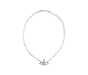 Vivienne Westwood Messaline Pendant In Silver-tone Brass And Crystal