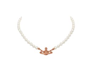 Vivienne Westwood Mini Bas Relief Choker Pink Gold Silk Pearl