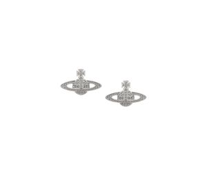 Vivienne Westwood Mini Bas Relief Earrings In Brass Silver