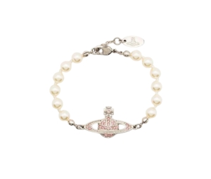 Buy Vivienne Westwood Mini Bas Relief Pink Pearl Bracelet In Silver Color Hardware at Sasom – Authentic and Ready to Ship