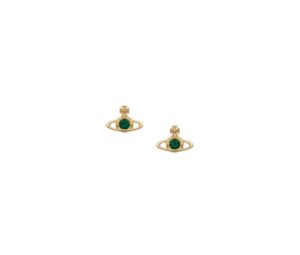 Vivienne Westwood Nano Solitaire Earrings Gold-Emerald Crystal