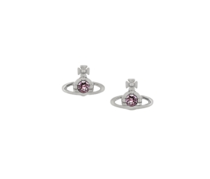 Vivienne Westwood Nano Solitaire Earrings In Brass Platinum-Iris Light Purple Crystal