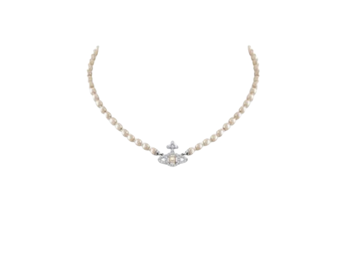 ★Vivienne Westwood★ Olympia Pearl Necklace Platinum White Vivienne Westwood Olympia Pearl Necklace in White | Lyst