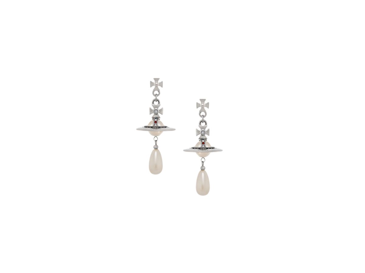 Vivienne Westwood Pearl Drop Earrings Platinum-Pearl-Multi