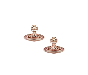 Vivienne Westwood Pina Bas Relief Earrings In Brass Rhodium Crystal Pink Gold