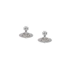 Buy Vivienne Westwood Pina Bas Relief Earrings In Brass Rhodium Crystal Silver at Sasom – Authentic and Ready to Ship