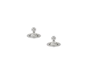 Buy Vivienne Westwood Pina Bas Relief Earrings In Brass Rhodium Crystal Silver at Sasom – Authentic and Ready to Ship