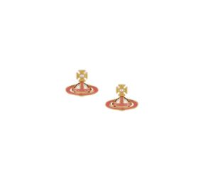 Vivienne Westwood Simonetta Bas Relief Earrings Gold-Creamrose Pearl-Dark Pink Enamel