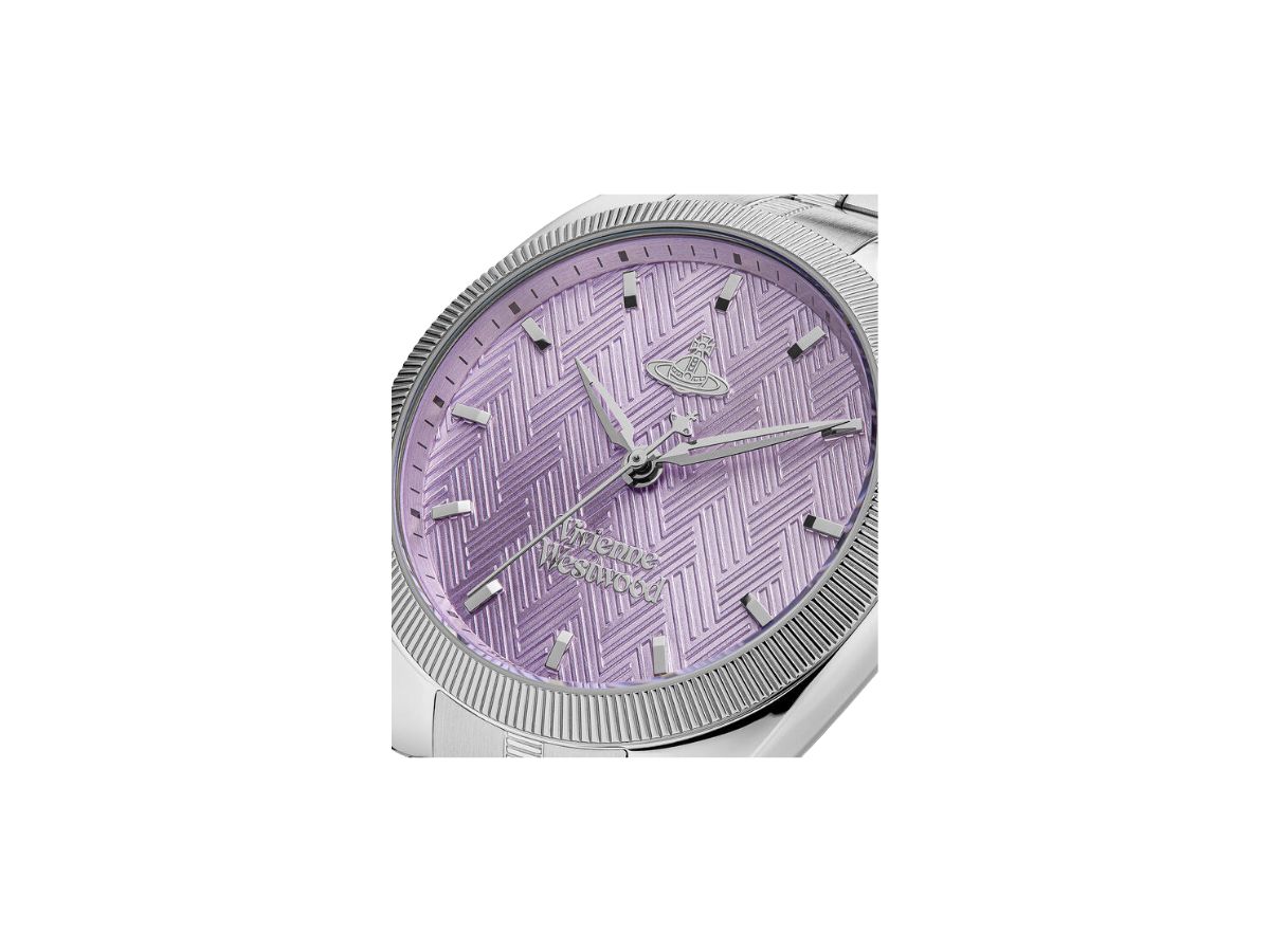 Vivienne Westwood The Mews In Brushed Finish And Silver-Tone Plating With Purple Dial