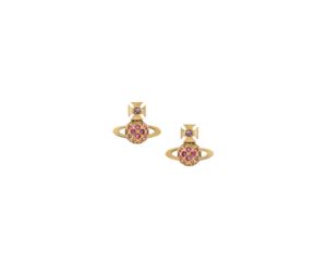 Vivienne Westwood Willa Bas Relief Earrings Gold-Light Rose-Rose-Fuchsia Crystal