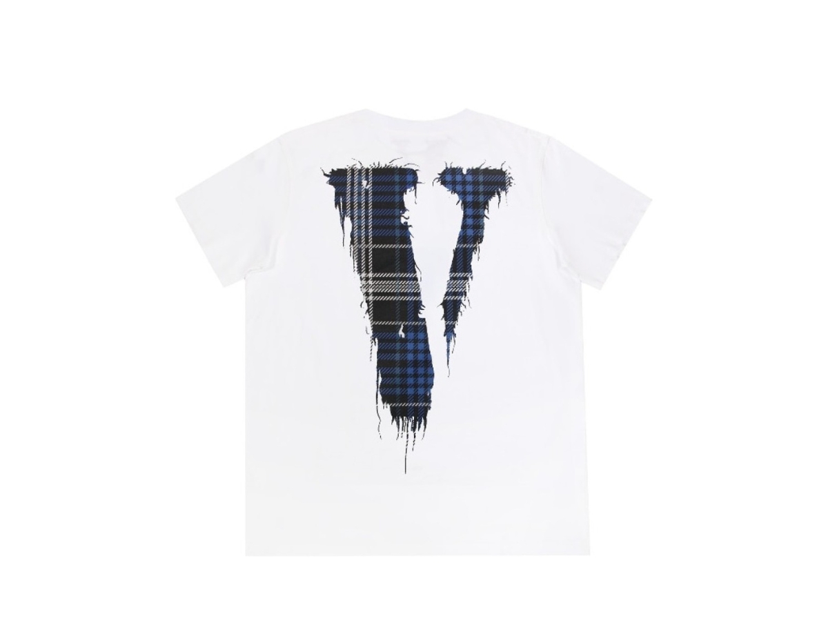 Vlone Friends-Fragment T-Shirt Plaid Blue | ของแท้