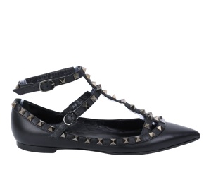 Buy Valentino Garavani Rockstud Leather Ballet Flats Black (Women's) at Sasom – Authentic and Ready to Ship