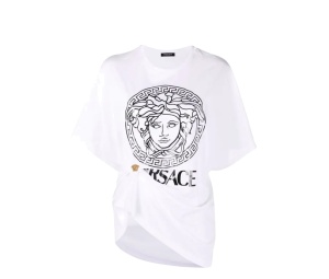 Buy Versace Draped Logo Print T-shirt White (Women's) at Sasom – Authentic and Ready to Ship
