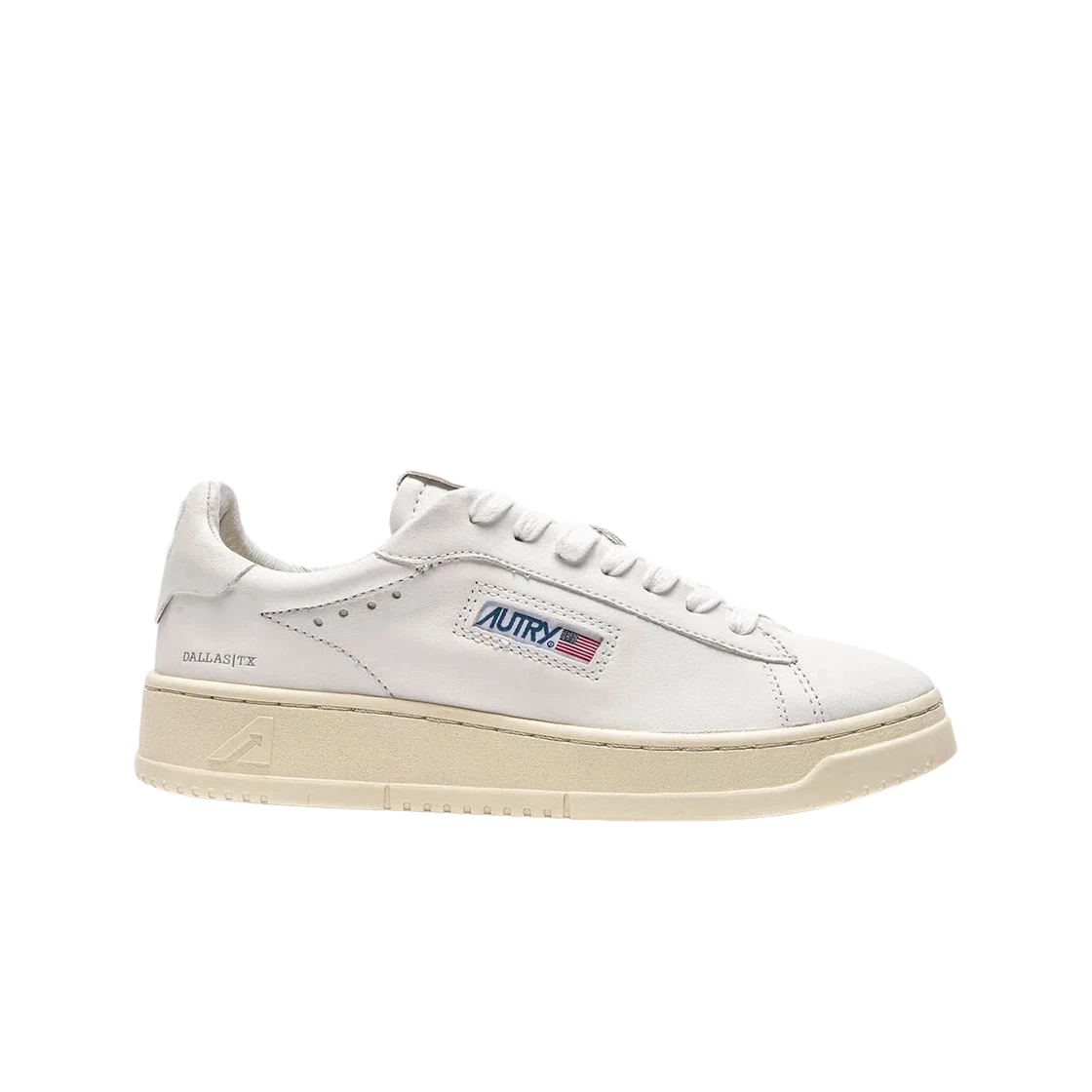 ★AUTRY★DALLAS LOW SNEAKERS IN SOFT GOATSKIN COLOR WHITE★ Autry Dallas Low Sneakers In White And Black Leather