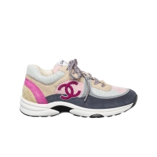 W) Chanel Sneakers Fabric Suede Calfskin & Multicolor