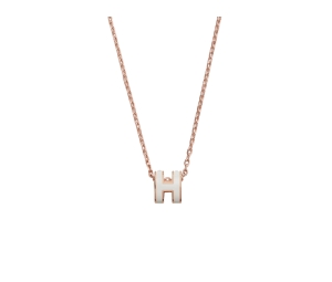 Hermes Mini Pop H Pendant In Lacquered Metal With Rose Gold-Plated Hardware Blanc