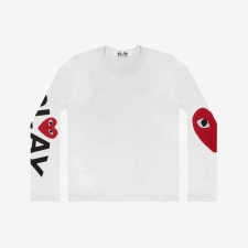 Buy (W) Play Comme des Garcons Big Heart LS T-Shirt White at Sasom – Authentic and Ready to Ship