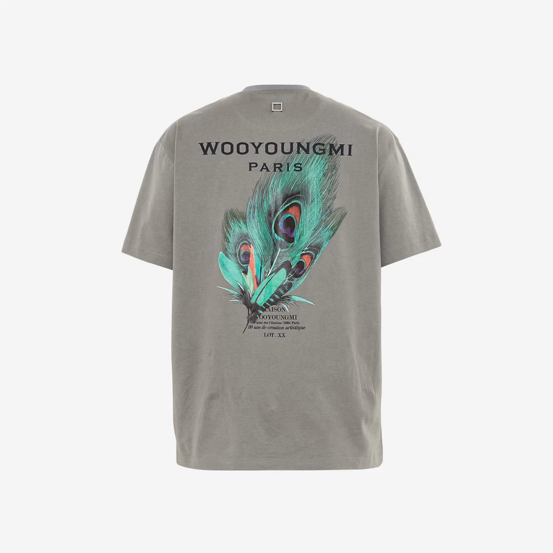 Wooyoungmi Feather Back Logo T-Shirt Grey - 23SS | ของแท้