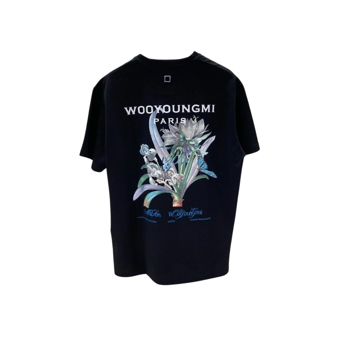 SASOM | apparel Wooyoungmi Flower Print Back Logo T-Shirt Black 