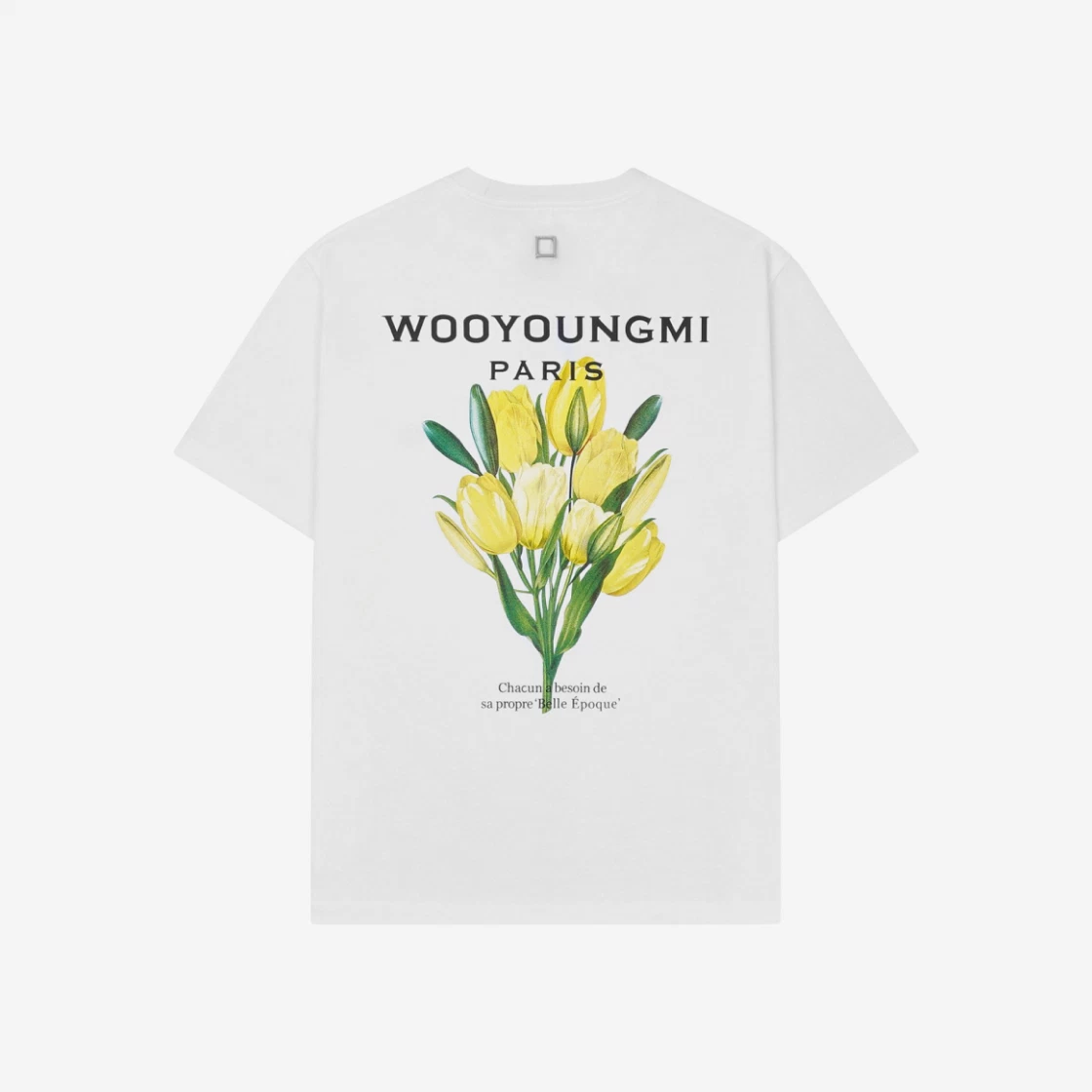 ★【WOOYOUNGMI】★Flower Print Back Logo T-Shir.t Green★ 우영미 플라워 프린트 백로고 티셔츠 그린 - 22SS | Wooyoungmi