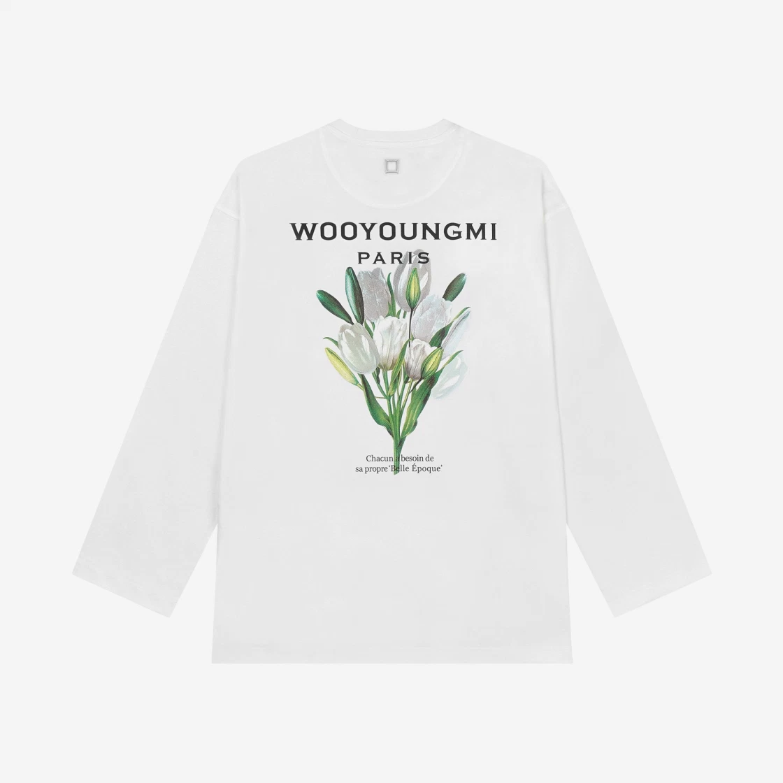 Wooyoungmi Flower Print Long Sleeve Back Logo T-Shirt White